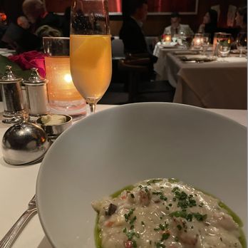 Gary Danko - Risotto, Champagne/Prosecco drink, and our interesting seating situation - New American Near Me - San Francisco, California Gary Danko - Risotto, Champagne/Prosecco drink, and our interesting seating situation - New American Near Me - San Francisco, California