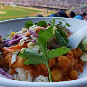 Target Field - Vegan channa bowl from Hot Indian Foods ($11). A tad watery, but who cares? Vegan Indian food at a baseball game! - Stadiums & Arenas Near Me - Minneapolis, Minnesota