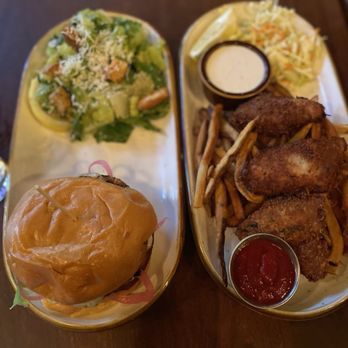 Bittercreek Alehouse - BC Caesar Salad Fish and Chips Black Bean and Sweet Potato Burger - Bars Near Me - Boise, Idaho