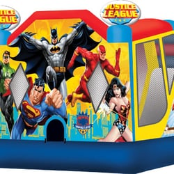 Flos Inflatables - Justice league bounce house combo w/slide