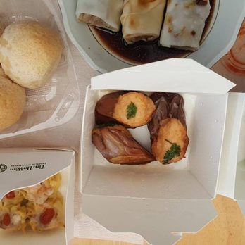 Tim Ho Wan - Top- Baked BBQ Buns, Steamed Rice roll with minced beef Bottom- Siu Mai, Fried eggplant w/ shrimp, steamed shrimp and chives dumpling - Dim Sum Near Me - Irvine, California Tim Ho Wan - Top- Baked BBQ Buns, Steamed Rice roll with minced beef Bottom- Siu Mai, Fried eggplant w/ shrimp, steamed shrimp and chives dumpling - Dim Sum Near Me - Irvine, California