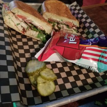 Peaks and Pints - My hubbys Chicken sandwhich with Chips. He said it was Delicous - Beer Bar Near Me - Tacoma, Washington