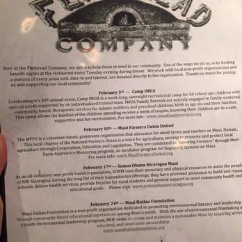 Flatbread Company - It is awesome that the Flatbread Company gives back to the community-every week!! - Pizza Near Me - Paia, Hawaii