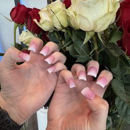Pink & white ombre nails