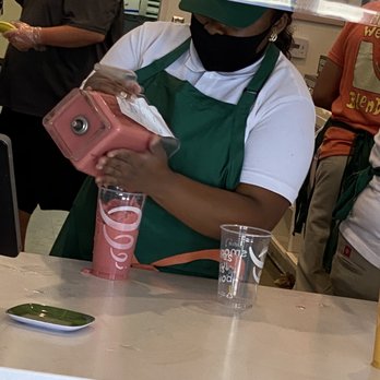 Jamba - This lady doesn't know how to wear a mask properly as you can see in the photo her nose is showing up and not covering her nose. - Juice Bars & Smoothies Near Me - Long Beach, California Jamba - This lady doesn't know how to wear a mask properly as you can see in the photo her nose is showing up and not covering her nose. - Juice Bars & Smoothies Near Me - Long Beach, California