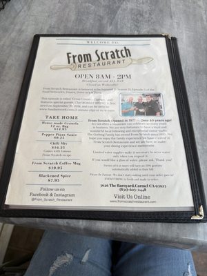 Menu photo 5 From Scratch Restaurant Carmel, CA Menu photo 5 From Scratch Restaurant Carmel, CA