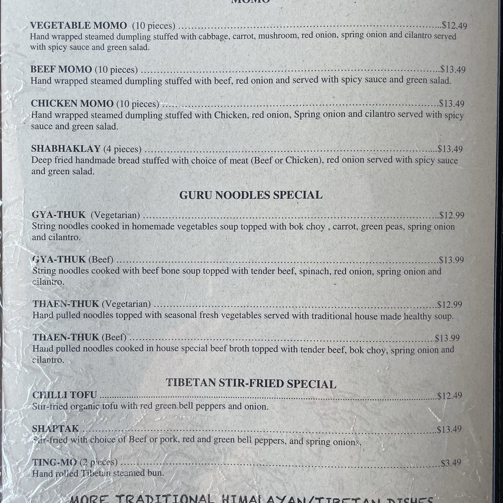 Guru Curry House - Menu (3/3) as of 5/30/25 - Indian Near Me - El Cerrito, California