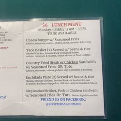 Rooster's Gathering Hole - Menu Oct 2023
