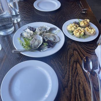 The Pullman - Oysters on the Half and Bacon Pickled Deviled Eggs - New American Near Me - Glenwood Springs, Colorado The Pullman - Oysters on the Half and Bacon Pickled Deviled Eggs - New American Near Me - Glenwood Springs, Colorado