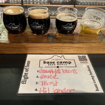 Base Camp Beer Works - Flight of four stouts, my favorite, the Imperial French Toast Stout. - Breweries Near Me - Grand Junction, Colorado