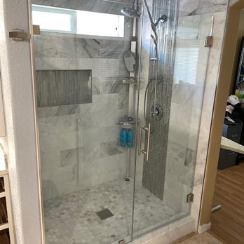 Integrity Shower Doors & Custom Glass - door with upgraded handle - Door Sales/Installation Near Me