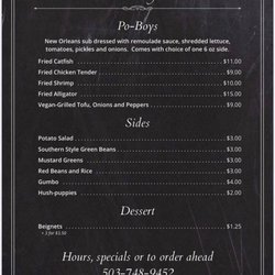 Maw Maw's Cajun Kitchen - Menu