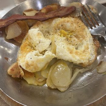 Lou Mitchell's - Egg & Meat Breakfast - 1 Egg Breakfast (Given two eggs by kitchen.) - Breakfast & Brunch Near Me - Chicago, Illinois Lou Mitchell's - Egg & Meat Breakfast - 1 Egg Breakfast (Given two eggs by kitchen.) - Breakfast & Brunch Near Me - Chicago, Illinois