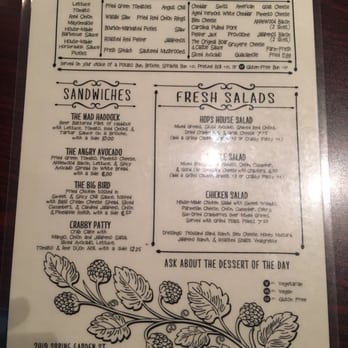 Hops Burger Bar - Back of menu - Burgers Near Me - Greensboro, North Carolina