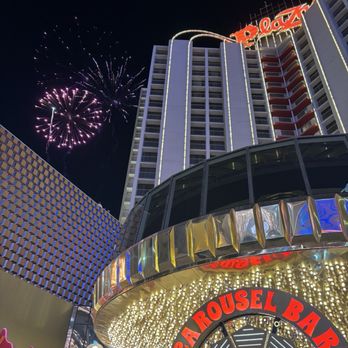 Oscar's Steakhouse - Outside glass dome dining room on top of carousel bar enjoying Friday night fireworks - Steakhouses Near Me - Las Vegas, Nevada