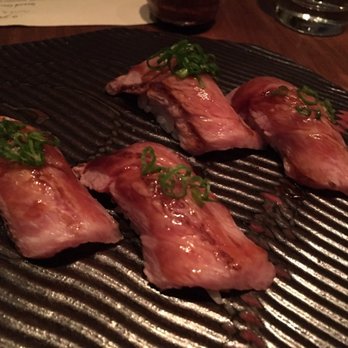 O Ya - Torched Blufin Hagashi toro foir tare, sea salt, green onion - Japanese Near Me - Boston, Massachusetts O Ya - Torched Blufin Hagashi toro foir tare, sea salt, green onion - Japanese Near Me - Boston, Massachusetts