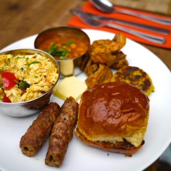 Curry Leaf Cafe - The 'Full Indian' fryup, served at Sunday brunch (10:30am to 3:30pm) - Indian Near Me - Brighton, BNH Curry Leaf Cafe - The 'Full Indian' fryup, served at Sunday brunch (10:30am to 3:30pm) - Indian Near Me - Brighton, BNH