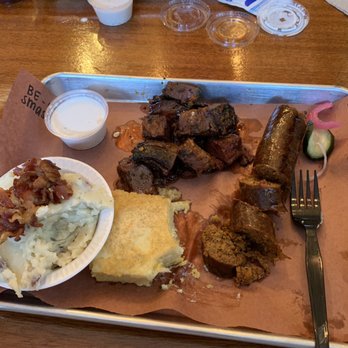 Monk's BBQ - Burnt ends, Texas hot link, custard cornbread, smashed potatoes and Alabama white sauce - Barbeque Near Me - Purcellville, Virginia Monk's BBQ - Burnt ends, Texas hot link, custard cornbread, smashed potatoes and Alabama white sauce - Barbeque Near Me - Purcellville, Virginia