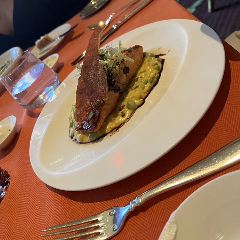 Sinatra - Salmon on pea risotto - Italian Near Me - Las Vegas, Nevada Sinatra - Salmon on pea risotto - Italian Near Me - Las Vegas, Nevada