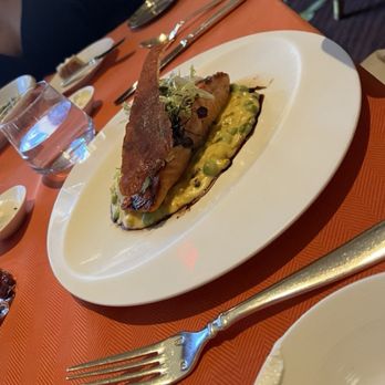 Sinatra - Salmon on pea risotto - Italian Near Me - Las Vegas, Nevada Sinatra - Salmon on pea risotto - Italian Near Me - Las Vegas, Nevada