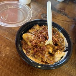 Beef Tamale, Mac and queso, chili and bacon Beef Tamale, Mac and queso, chili and bacon