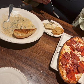 Oakside - The Butcher Shop Flatbread (amazing) and Chicken Mushroom Ravioli* - Seafood Near Me - Big Bear Lake, California Oakside - The Butcher Shop Flatbread (amazing) and Chicken Mushroom Ravioli* - Seafood Near Me - Big Bear Lake, California