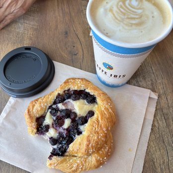 Caffe Ibis - Blueberry lemon danish and Capuccino - Coffee & Tea Near Me - Logan, Utah