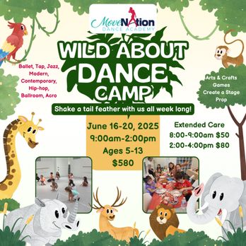 MoveNation Dance Academy - Wild About Dance Camp 2025, for new and accomplished dancers. Arts and Crafts, Games, Dancing! #summercamp - Dance Schools Near Me - Houston, Texas MoveNation Dance Academy - Wild About Dance Camp 2025, for new and accomplished dancers. Arts and Crafts, Games, Dancing! #summercamp - Dance Schools Near Me - Houston, Texas