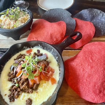 Tostadas - Elote (top) Queso Fundido (bottom) - Breakfast & Brunch Near Me - San Jose, California Tostadas - Elote (top) Queso Fundido (bottom) - Breakfast & Brunch Near Me - San Jose, California