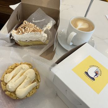 Georgie’s Corner Cafe - chewy corn cookie with honey buttercream / lemon meringue pie / latte - Cafes Near Me - Pittsburgh, Pennsylvania