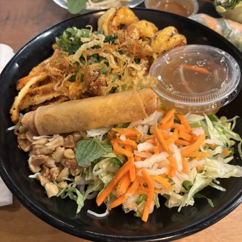 Pho Rice & Roll'd - Shrimp and chicken vermicelli with crispy onions. - Vietnamese Near Me - Tracy, California Pho Rice & Roll'd - Shrimp and chicken vermicelli with crispy onions. - Vietnamese Near Me - Tracy, California