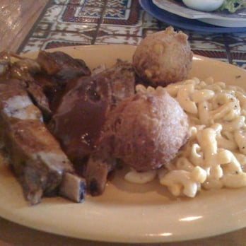 Hickory Hollow Barbeque - Small portion Pork Ribs w/ Corn Fritters and side Mac and Cheese - Barbeque Near Me - Ellenton, Florida