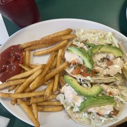 Rio's Fish and Chips - Rock cod fish tacos were excellent. A little hard to manage, but taste was on point and you get a healthy portion.