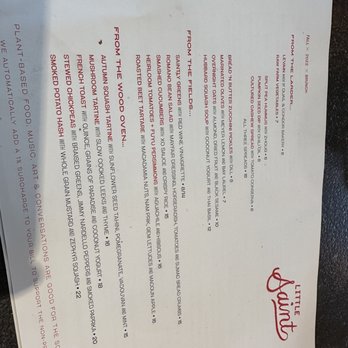 Little Saint - Menu - Vegan Near Me - Healdsburg, California Little Saint - Menu - Vegan Near Me - Healdsburg, California