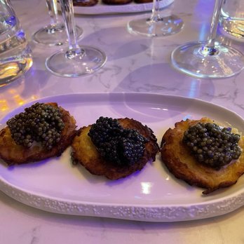 Number One Caviar Boutique - Latkas and caviar with creme fresh - Seafood Markets Near Me - New York, New York Number One Caviar Boutique - Latkas and caviar with creme fresh - Seafood Markets Near Me - New York, New York