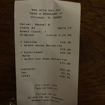 Mas Alla Del Sol - Cheque - Mexican Near Me - Chicago, Illinois Mas Alla Del Sol - Cheque - Mexican Near Me - Chicago, Illinois