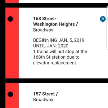 The 1 Train - 1 train no service at 168th Street station - Public Transportation Near Me
