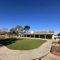 Always Sunny, Ramona Senior Day Care - Outdoor Area: with walking track, turf for games, large covered patio, raised garden beds, trees