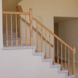 Before the remodel, the original builder spec stairs (circa 1990) Notice the carpet comes all the way out to the edge. Before the remodel, the original builder spec stairs (circa 1990) Notice the carpet comes all the way out to the edge.