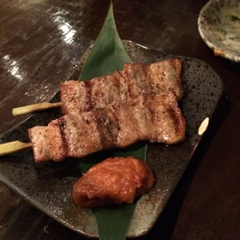 Kiraku - Black pork belly skewer. Really good. Very strong flavor and perfect amount of fat and meat - Tapas/Small Plates Near Me - Berkeley, California