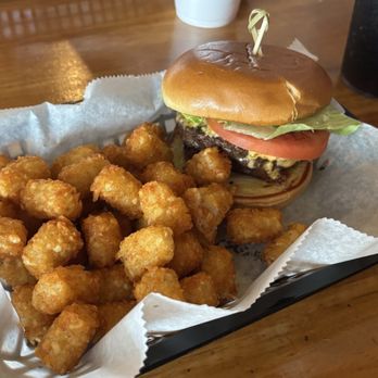 Thunder Road Grill - Bacon pimento cheese burger with tots. - Burgers Near Me - Winston Salem, North Carolina