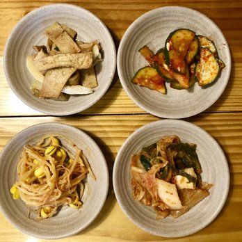 Seoul Korean Kitchen - Fish cake, cucumber kimchi, bean sprouts, cabbage kimchi - Korean Near Me - Evans, Georgia
