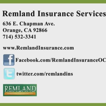 Remland Insurance Services - Find us on: Facebook, Twitter and YouTube - Insurance Near Me - Orange, California Remland Insurance Services - Find us on: Facebook, Twitter and YouTube - Insurance Near Me - Orange, California