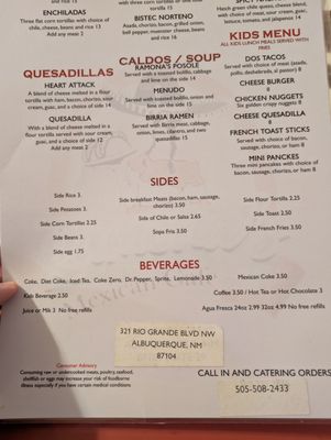 Menu photo 4 Ramona’s Mexican Cafe Albuquerque, NM