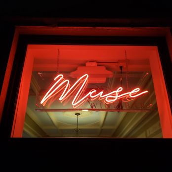 Muse Wine Bar - neon sign in window - Wine Bars Near Me - Newton, Iowa
