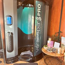 The Sun Bar Tanning Salon - Versa Spa Pro Spray Tanning Booth (one of two at the salon). This one features rapid solution for spray tans that develop in 4-6 hrs.