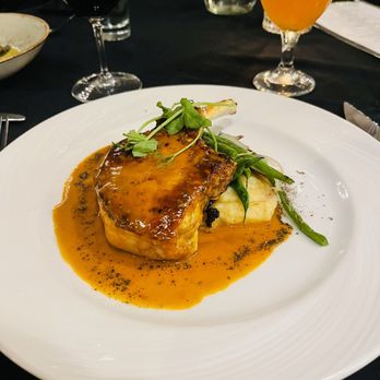 A Restaurant - Pork chop with sweet potato purée - New American Near Me - Newport Beach, California