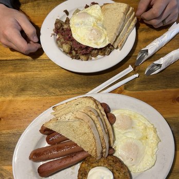 Notchtop - Homemade corn beef hash and the polish breakfast plate. - Breakfast & Brunch Near Me - Estes Park, Colorado Notchtop - Homemade corn beef hash and the polish breakfast plate. - Breakfast & Brunch Near Me - Estes Park, Colorado
