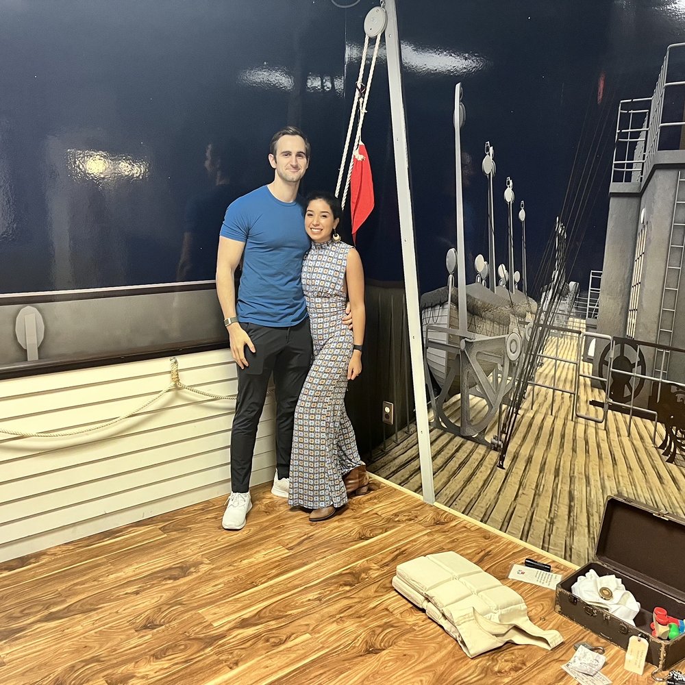 Odyssey Escape Game - Fiancé and I after escaping the titanic room! So fun!! - Escape Games Near Me - Alpharetta, Georgia Odyssey Escape Game - Fiancé and I after escaping the titanic room! So fun!! - Escape Games Near Me - Alpharetta, Georgia