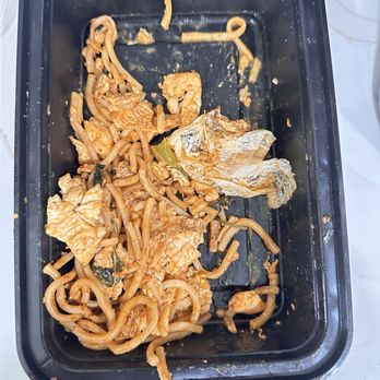 Bua Thai Cuisine - Bua noodles with plastic wrap cooked in it - Thai Near Me - Claremont, California